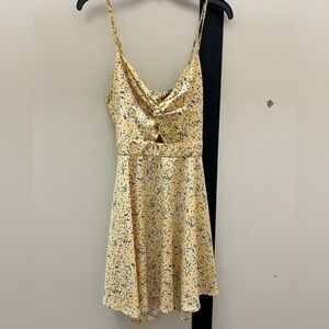 SHEIN Yellow Floral Mini Dress Size Large